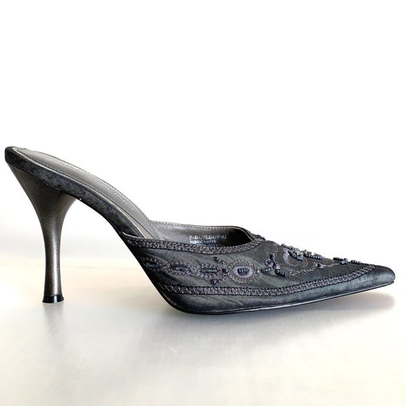 BANDOLINO embroidered silk stiletto mules - Picture 4 of 9